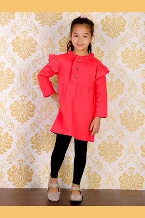 The Mom Store Girls Red & Black Top with Leggings