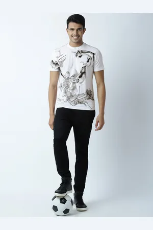 Huetrap Men White Printed Round Neck T-shirt