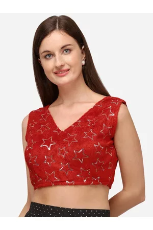 Fab Dadu Women Red Embellished Saree Blouse
