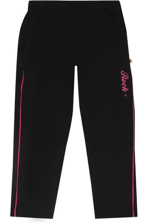 PROTEENS Girls Black Solid Track Pants