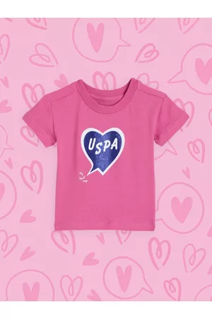 Ralph Lauren Girls Pink Brand Logo Foil Print Round Neck Pure Cotton T-shirt