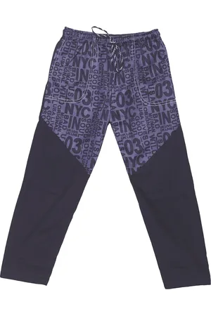 Sweet Angel Boys Black Printed Regular Fit Cotton Track Pants