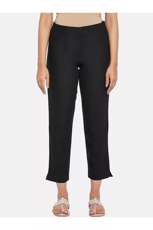 Pantaloons Women Solid Black Trousers