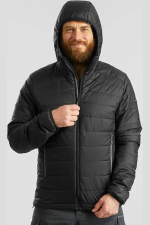 DECATHLON Men Solid Black Hooded Synthetic Puffer Jacket (Upto -5 Degrees)