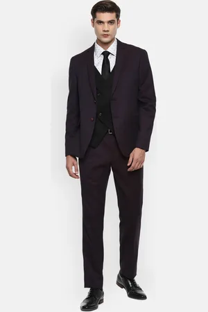 V Dot Men Purple Solid Two Piece Suit
