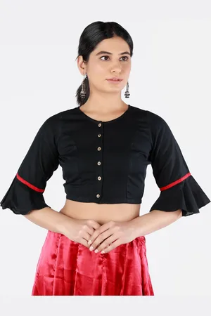 Llajja Women Black Solid Sustainable Saree Blouse