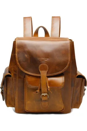 Teakwood Leathers Unisex Tan Solid Leather Backpack