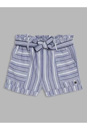 Blue Giraffe Girls Multicoloured Striped Shorts