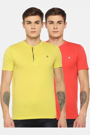 dollar Men Pack of 2 Solid Henley Neck T-shirts