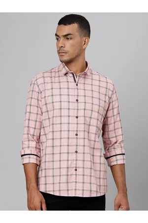 Richlook Men Pink Slim Fit Checked Casual Shirt