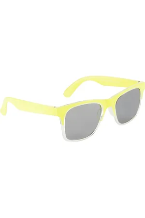 YK Unisex Kids Grey Lens & Yellow Browline Sunglasses with UV Protected Lens