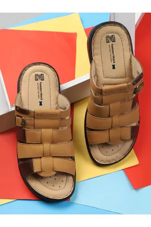 Red Chief Men Brown & Black Fisherman Sandals