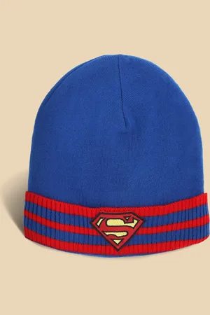 Kidsville Boys Blue & Red Superman Featured Beanie Cap