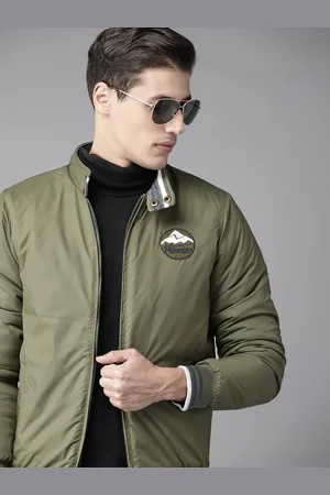 Roadster Men Olive Green Solid Open Front Jacket - Price History