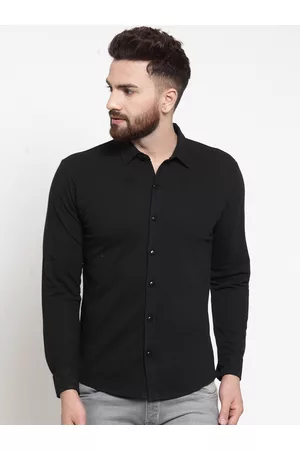 WILD WEST Men Black Regular Fit Solid Casual Shirt