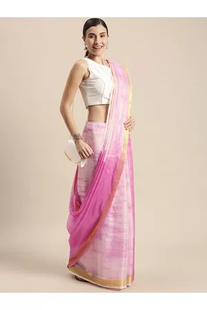 Jaipur Pink & White Tie and Dye Art Silk Bandhani Saree