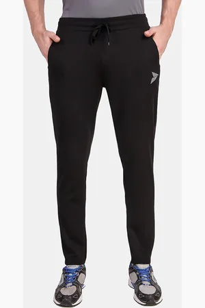 FITINC Men Black Solid Slim Fit Antimicrobial Track Pants