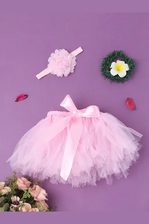 Babymoon Infants Pink Skirt & Headband Photography Outfit