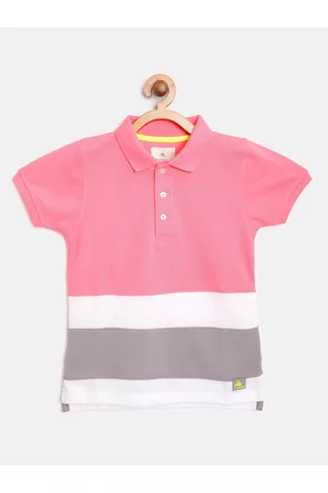 Cherry Crumble Kids Pink Striped Polo Collar T-shirt