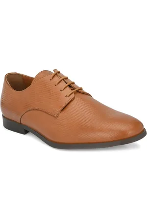 Delize Men Tan Woven Design Derbys