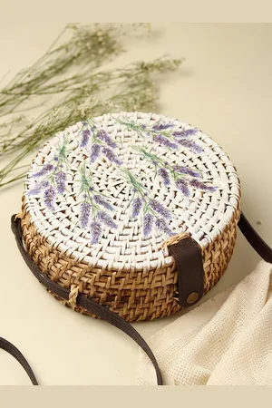 HABERE INDIA White Floral Printed Structured Sling Bag