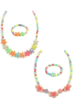 EL REGALO Girls Set Of 2 Orange & Red Beaded Jewellery Set