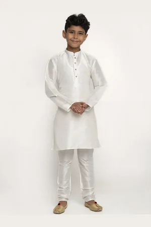 Kraft Boys White Silk Kurta with Pyjamas