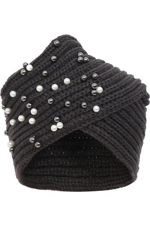 FabSeasons Women Charcoal Grey Embellished Skull Cap