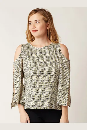Miss Chase Women Yellow Printed Blouson Top