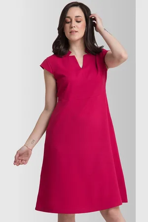 FableStreet Women Fuchsia Pink Solid A-Line Dress