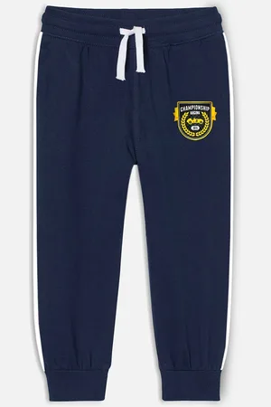 Miss & Chief Boys Blue Solid Pure Cotton Joggers