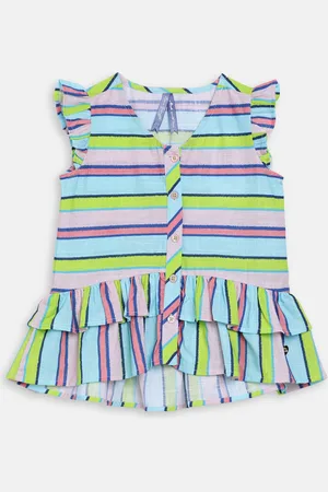 Blue Giraffe Multicoloured & gray lilac Striped Top
