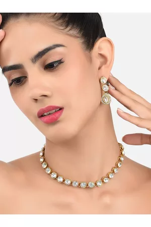 Zaveri Pearls Gold-Plated Studded Ethnic Jewellery Set