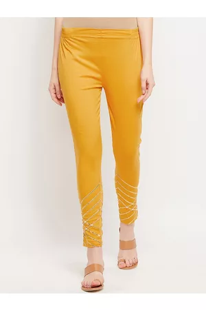 Clora Creation Women Mustard Yellow Smart Trousers