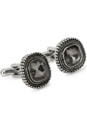 Alvaro Castagnino Silver-Toned & Black Cufflink