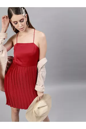 STREET 9 Red Striped Satin Bodycon Dress