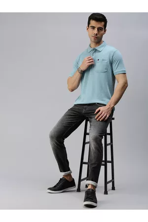 ONN Men Blue Polo Collar T-shirt