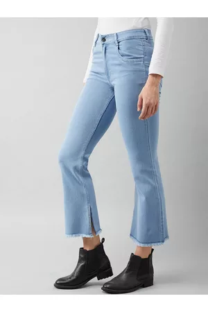 DOLCE CRUDO Women Blue Bootcut High-Rise Mildly Distressed Stretchable Jeans
