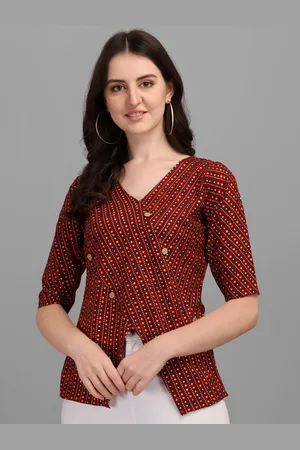GUFRINA Women Maroon Geometric Printed Wrap Top