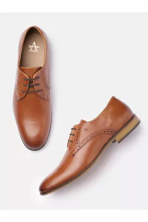 Arrow Men Brown Leather Ridges 2.0 Formal Derbys Shoes