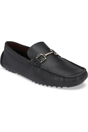 San Frissco Men Black Lightweight Leather Driving Shoes