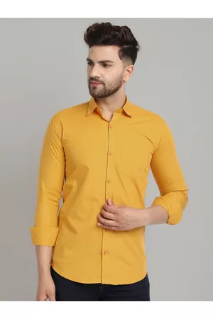 Majestic Men Mustard Slim Fit 100% cotton Casual Shirt