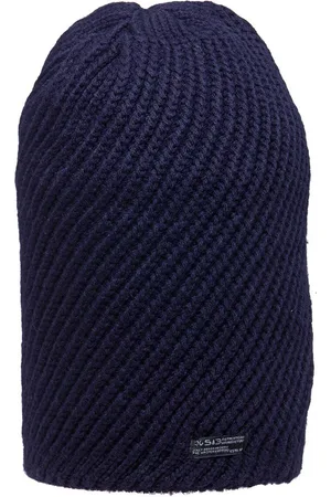 513 Clothing Men Navy Blue Self Design Knitted Beanie Cap