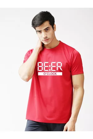 EPPE Men Red Typography Printed Dry-Fit Sports T-shirt