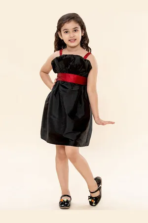 A.T.U.N. A T U N Girls Black & Red A-Line Dress