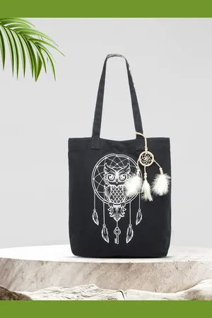 The House of Tara Black Printed Tote Bag