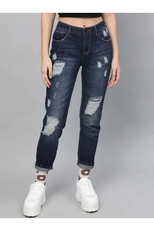 STREET 9 Women Blue Relaxed Fit Mid-Rise Mildly Distressed Stretchable Jeans