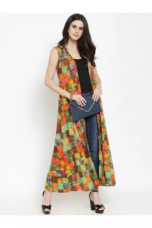 INDIBELLE Women Multicoloured Printed Longline Fusion Shrug
