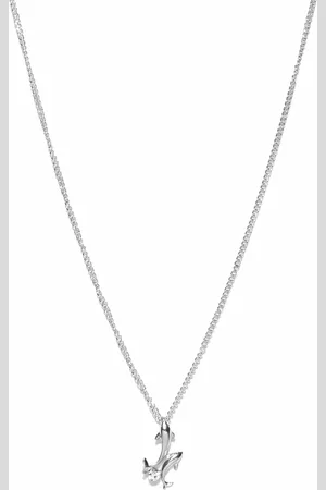 OOMPH Women Silver Plated White Stone Studded Fish Fin Motif Pendant With Chain