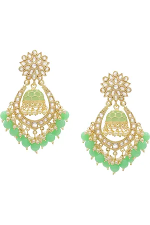 Asmitta Jewellery Green Contemporary Chandbalis Earrings